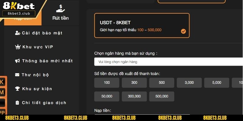 Thời gian xử lý cho mỗi phương thức nạp tiền 8kbet khác nhau